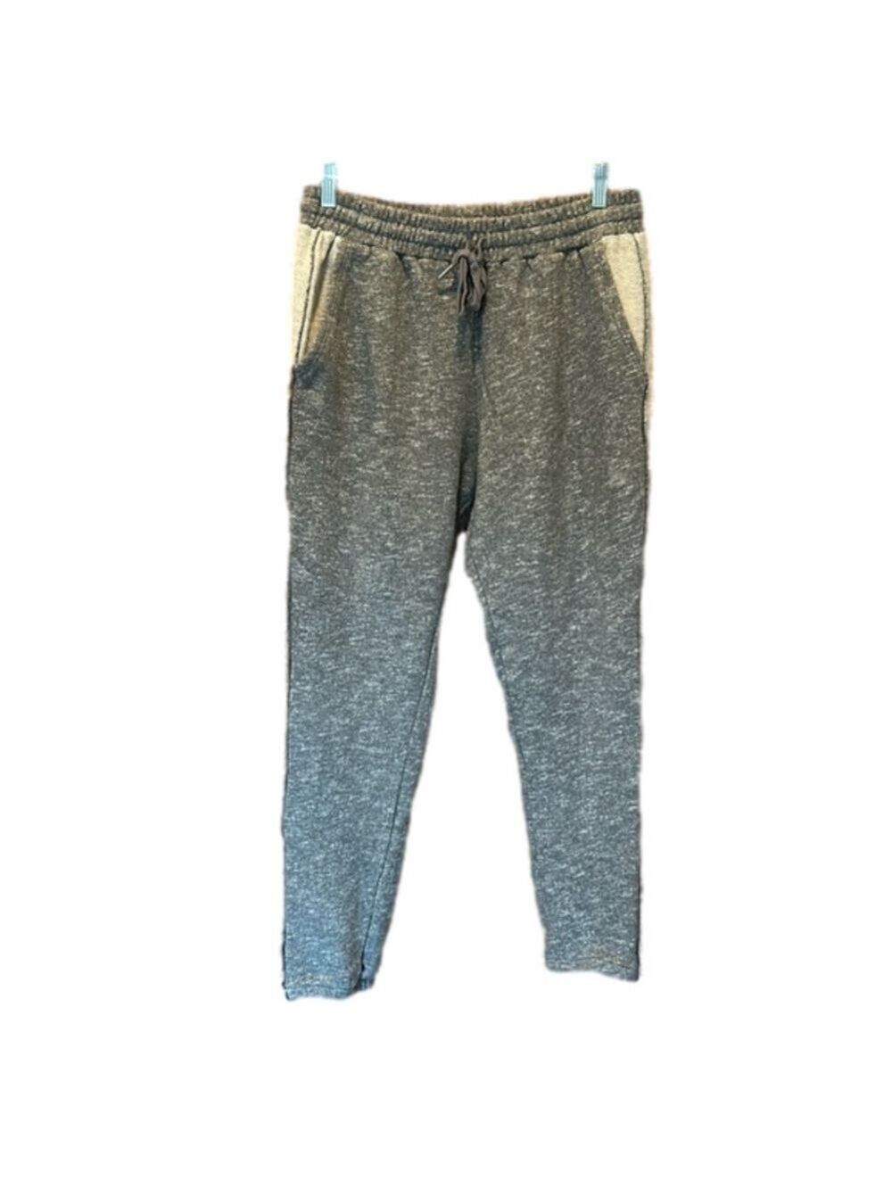 FATE Women's Grey Jogger Sweatpants with White Terrycloth Stripe Size Large